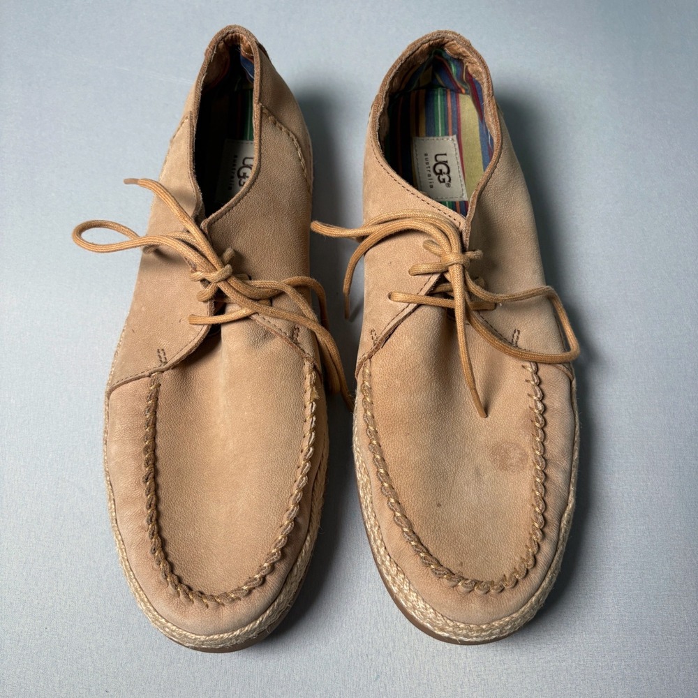 UGG Australia Reefton Tan Leather Moc Toe Vibram Loafers 1003513 Mens 12